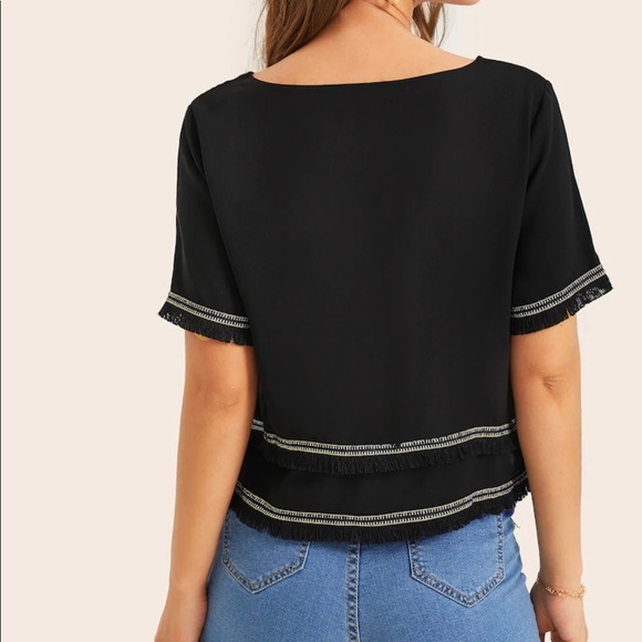⬇️SHEIN - Fringe Hem Blouse - Picture 2 of 2